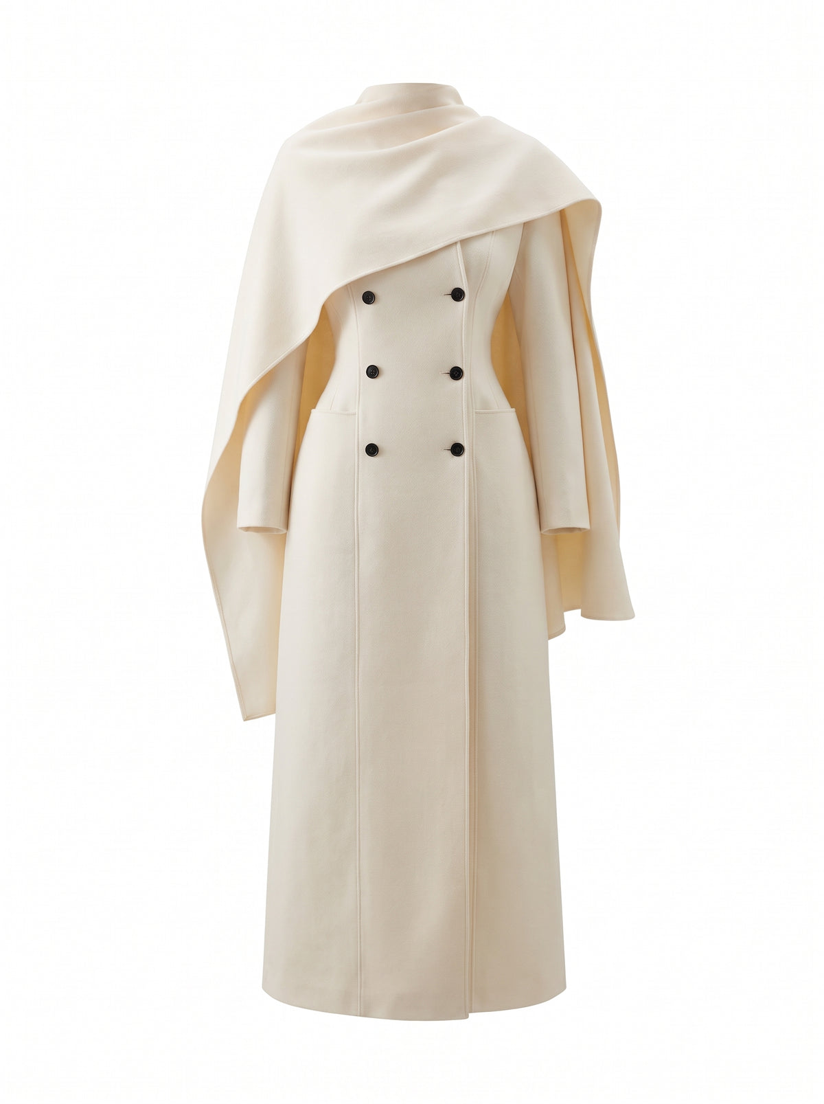 Hourglass wool coat with scarf
