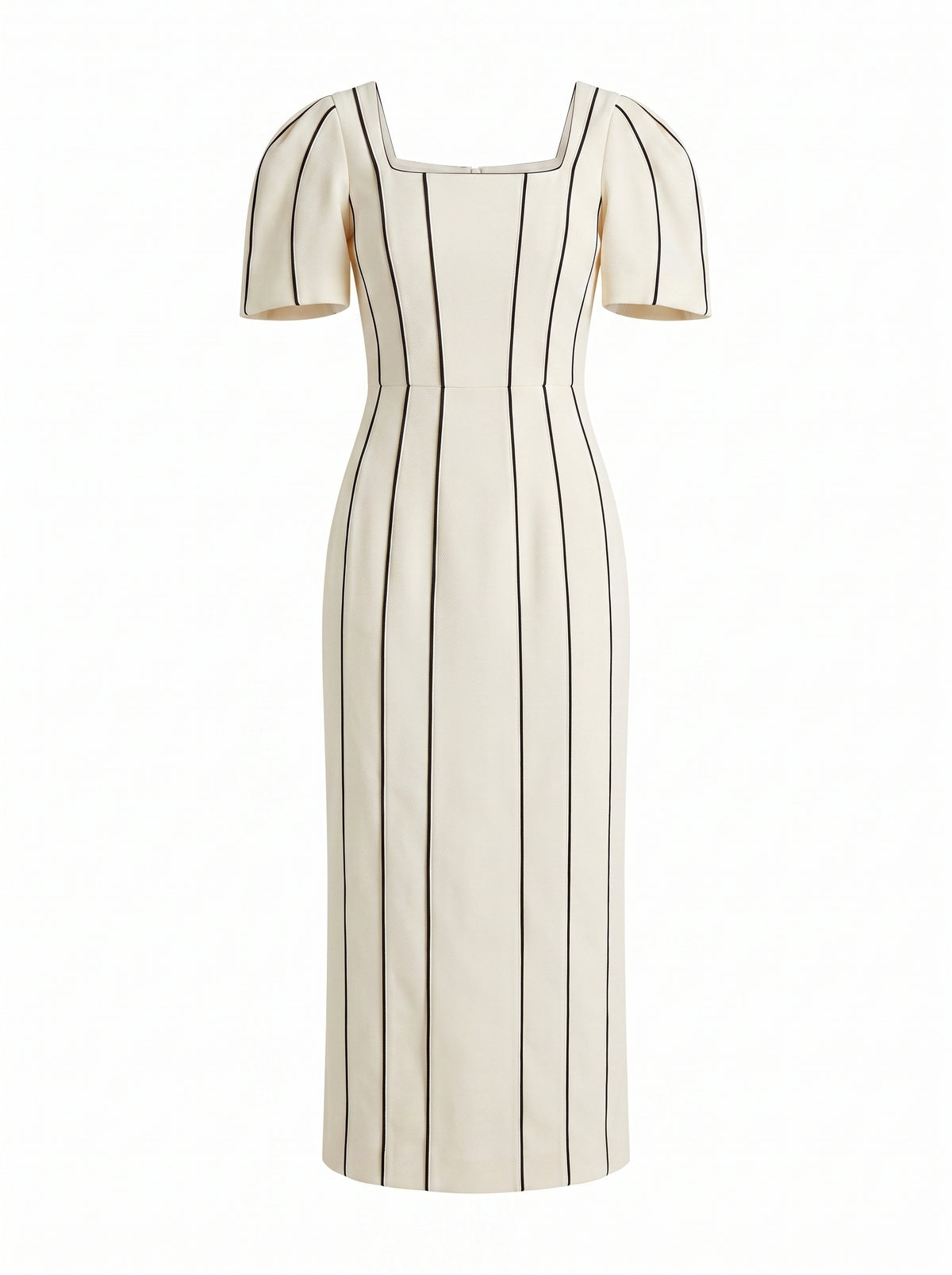 Piping denim structured dress