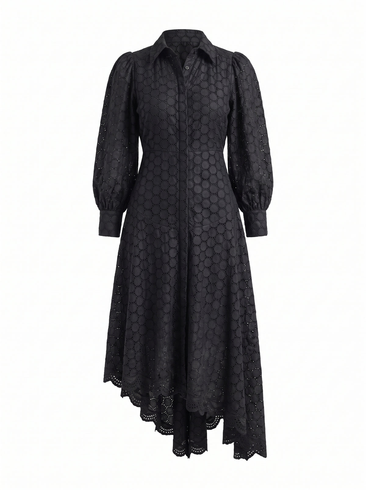 Leather Asymmetrical Open Embroidery Dress