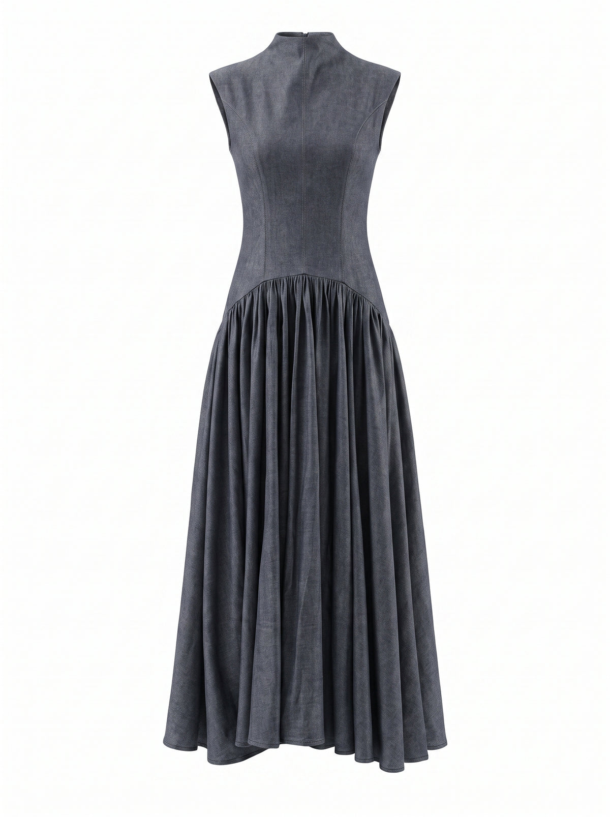 Denim drop waist maxi dress