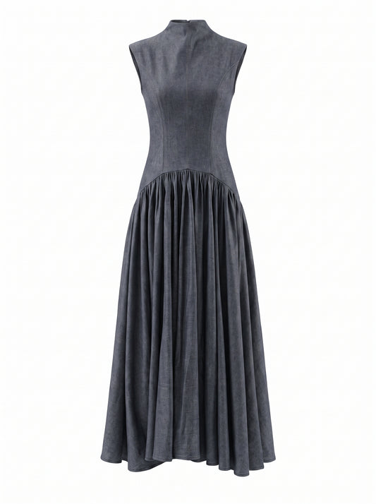 Denim drop waist maxi dress