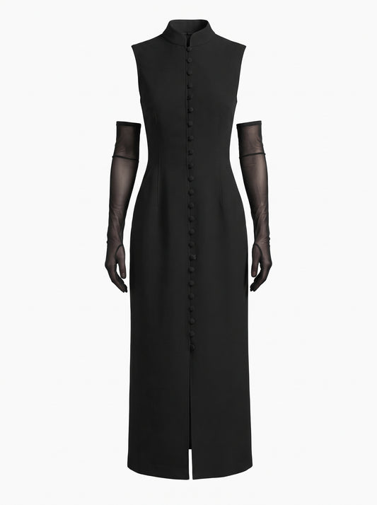 The Buttoned High Neck Dress