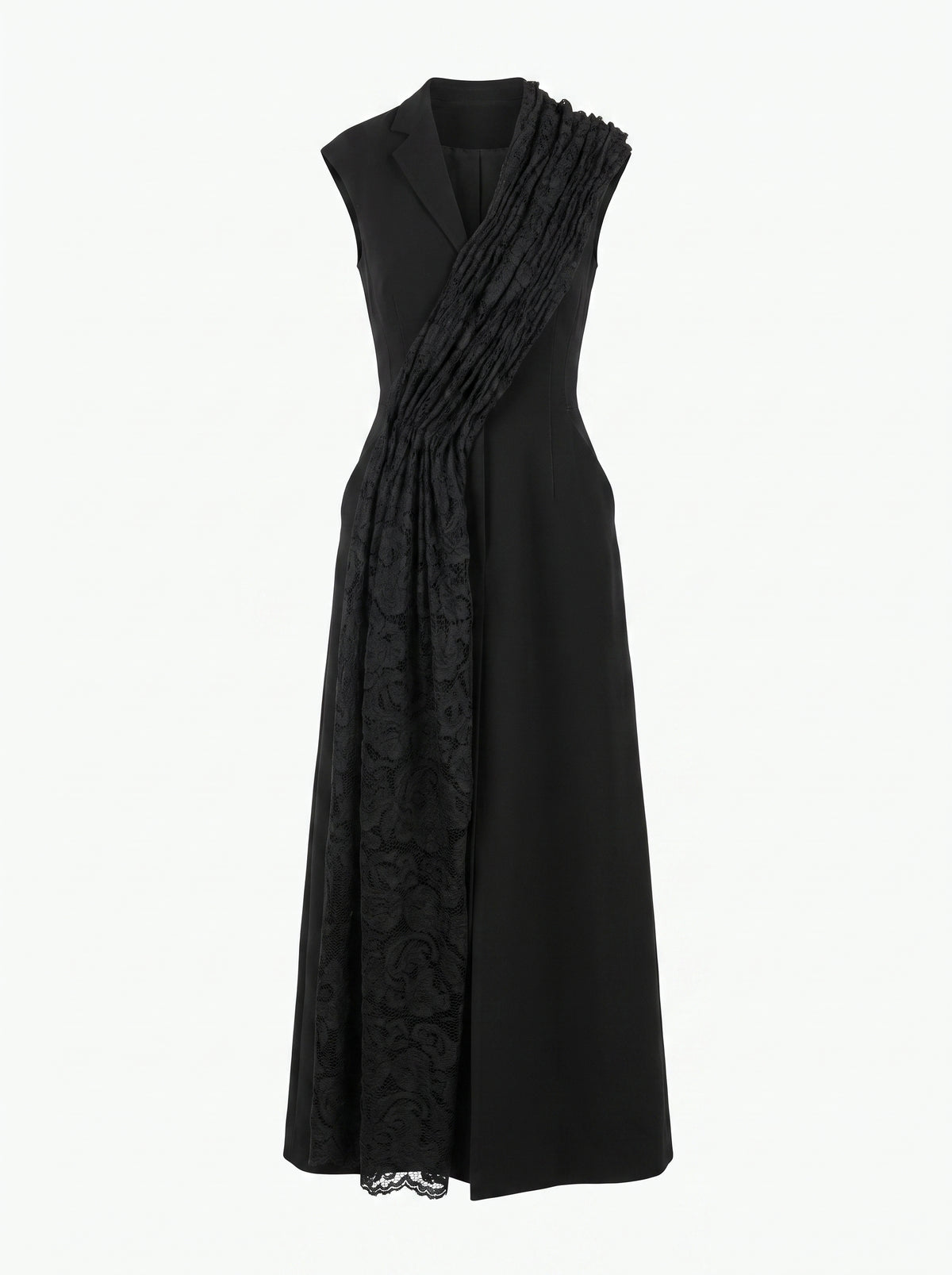 Draped lace structured dress