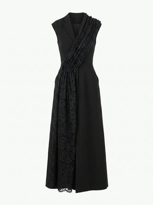 Draped lace structured dress