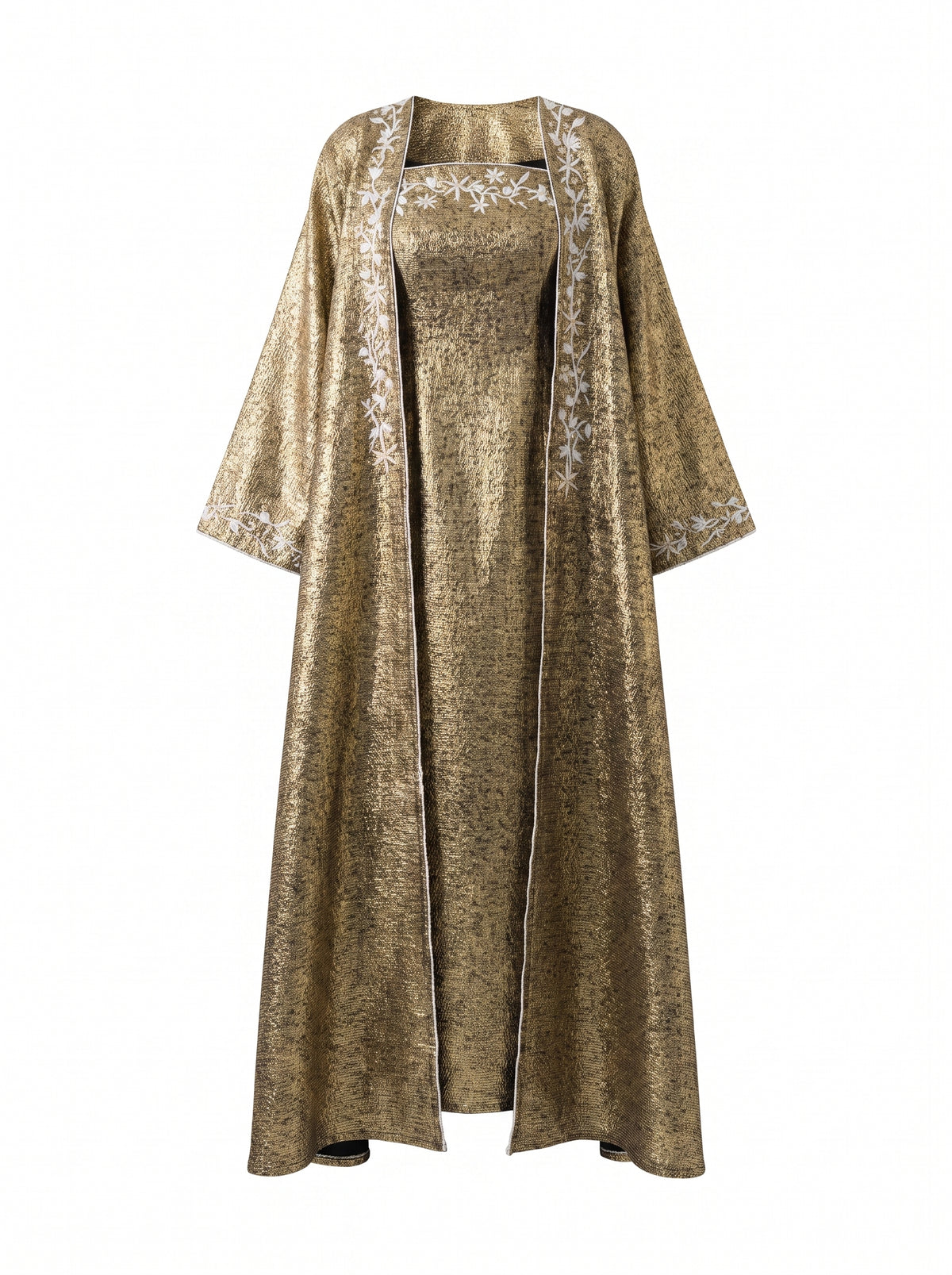 Kimono Embellished Gold Tweed dress set