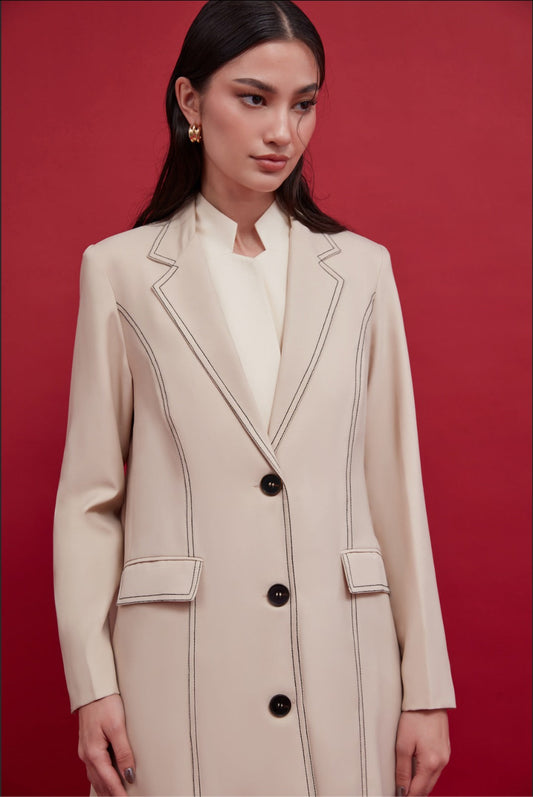 Women's Beige Tailored Blazer : Front view
