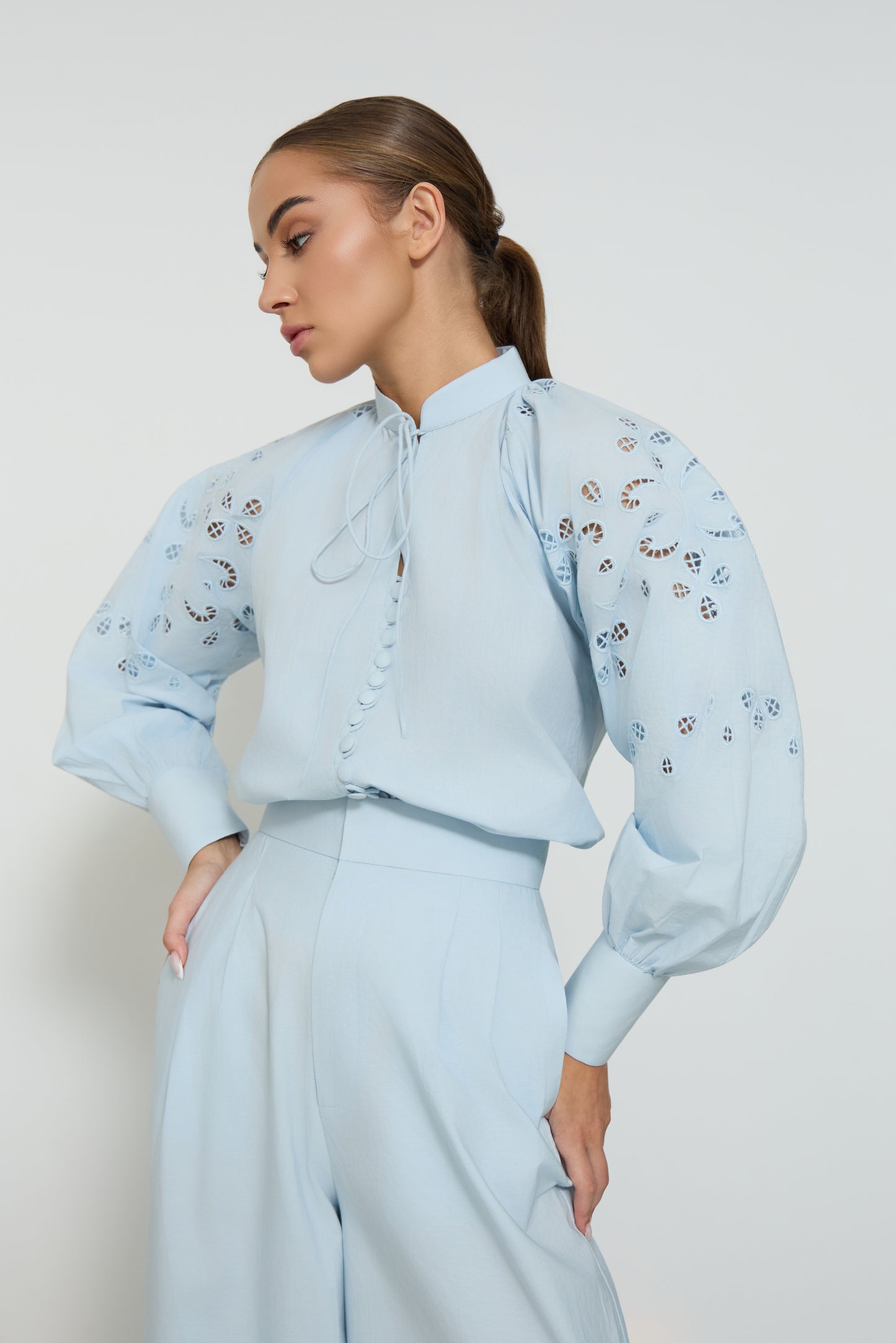 HENNA EMBROIDERY LONG SLEEVE BUTTONED SHIRT