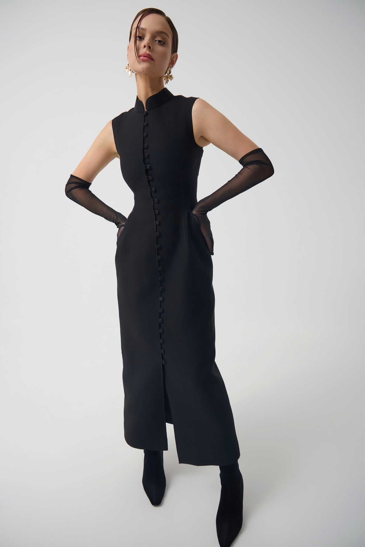 The Buttoned High Neck Dress