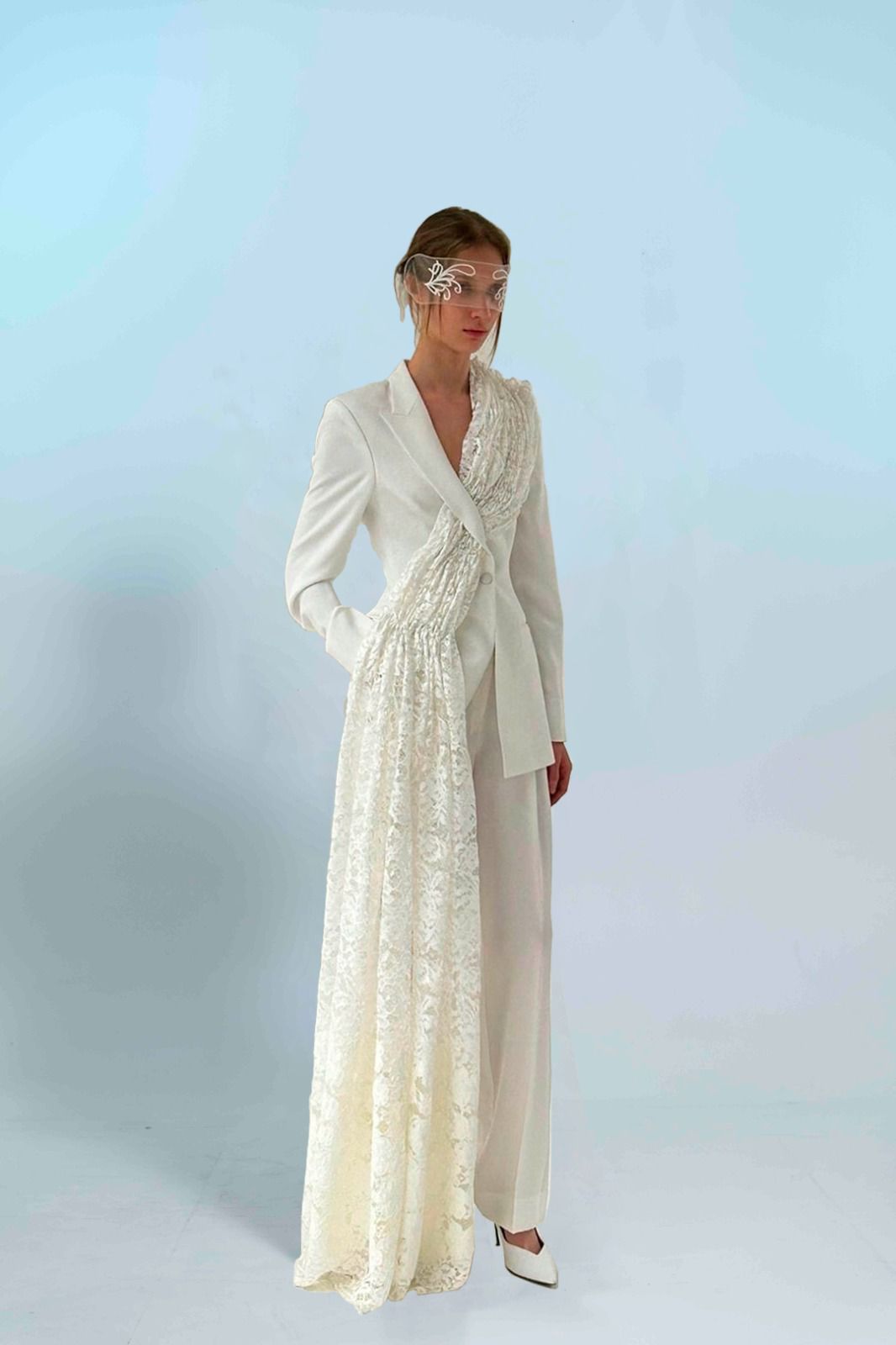 Draped lace Suit set