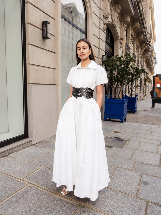 Gathered Cotton Dress