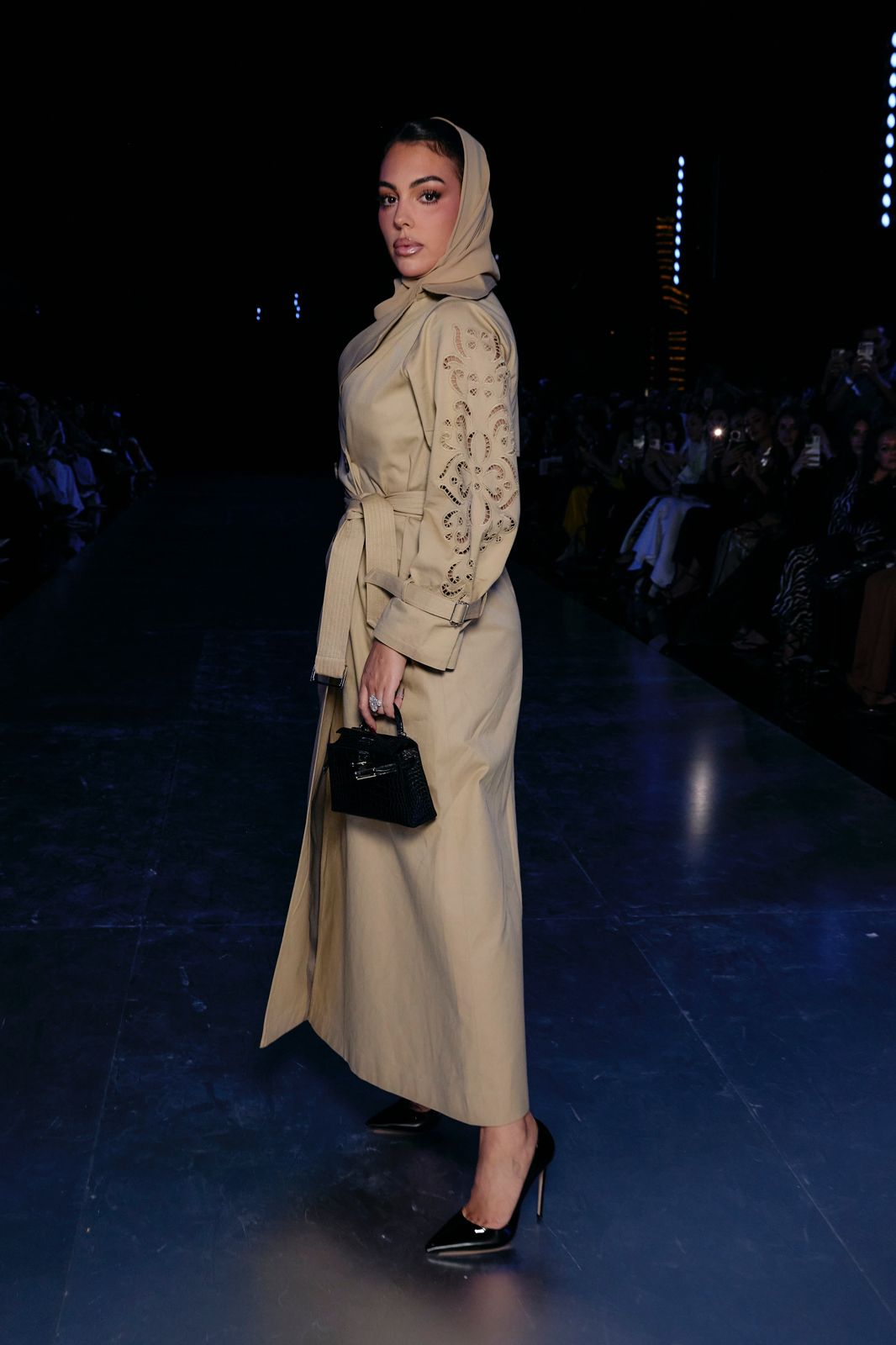 Georgina Henna Embroidery Long Trench Coat