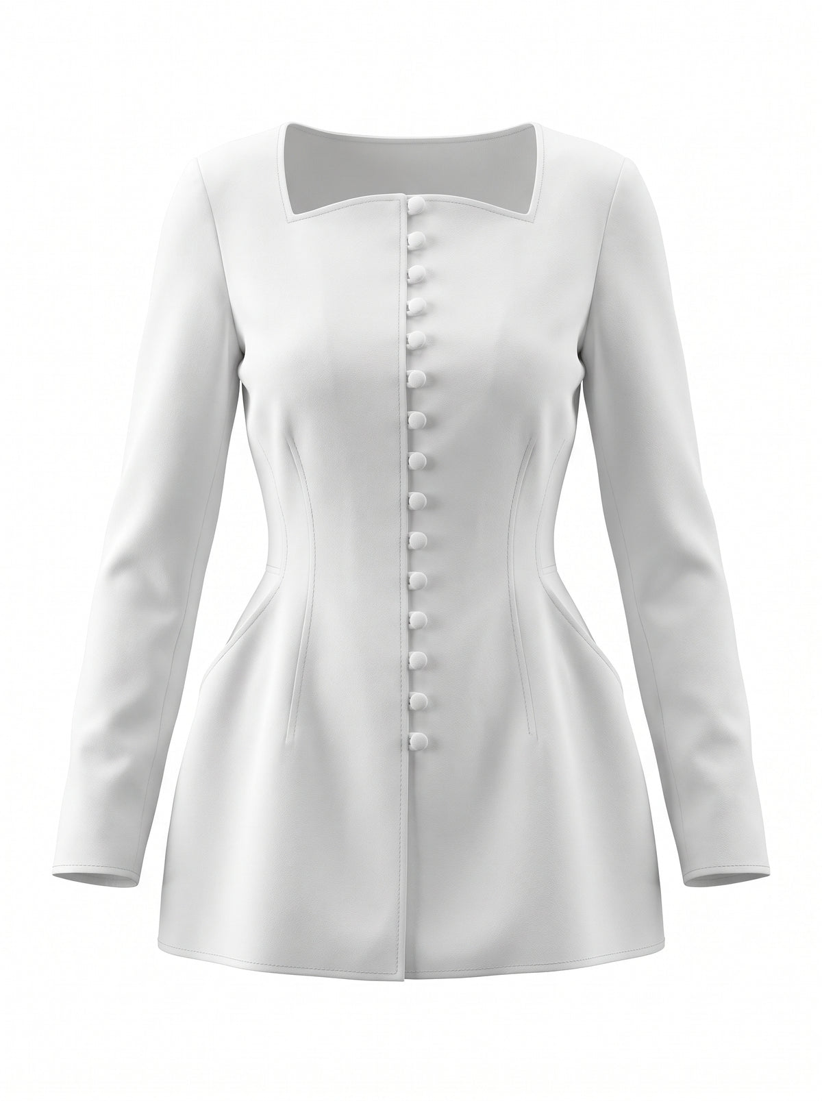 Structured buttoned long sleeve top