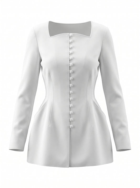 Structured buttoned long sleeve top