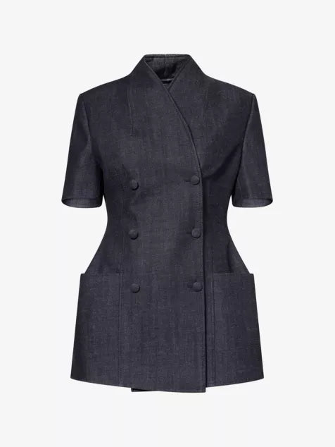 HOURGLASS SHORT SLEEVE DOUBLE BREASTED BLAZER