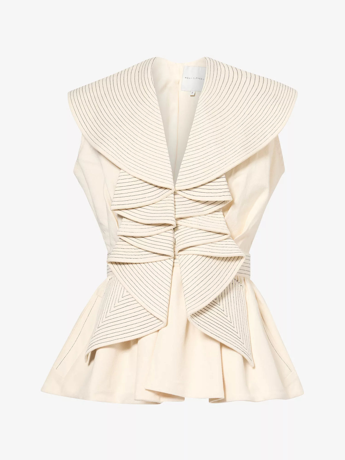 RUFFLED DENIM LINES TOP