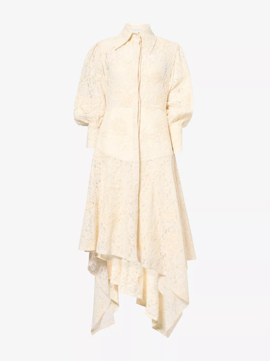 LACE & EMBROIDERY ASSYMETRICAL DRESS