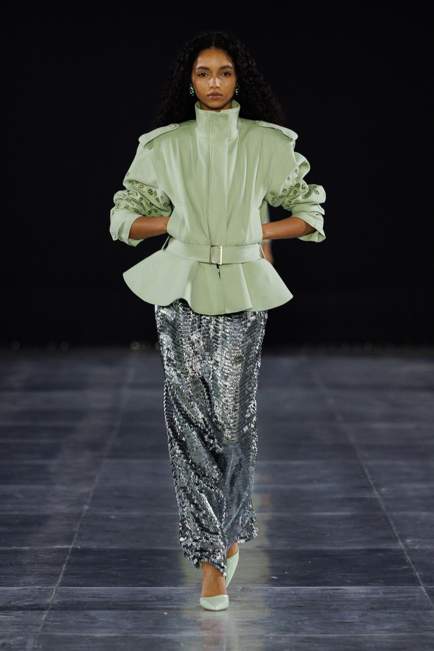 PEPLUM HENNA TRENCHCOAT