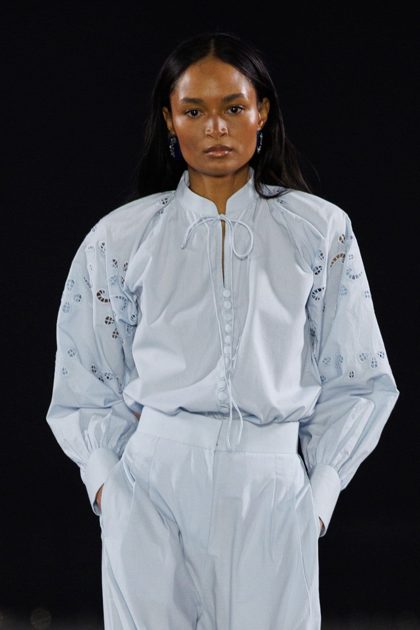 HENNA EMBROIDERY LONG SLEEVE BUTTONED SHIRT