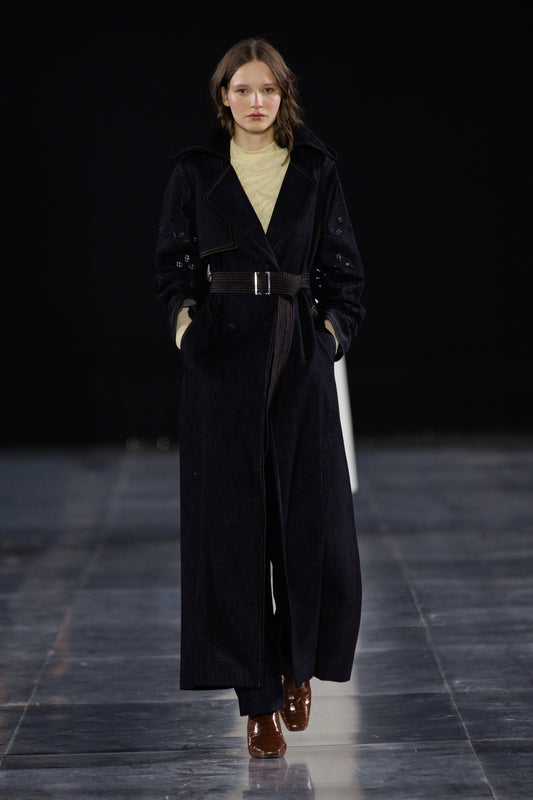 LONG HENNA EMBROIDERY TRENCHCOAT