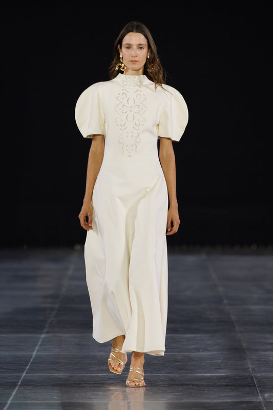 COTTON HENNA EMBROIDERY NECK DETAILS DRESS