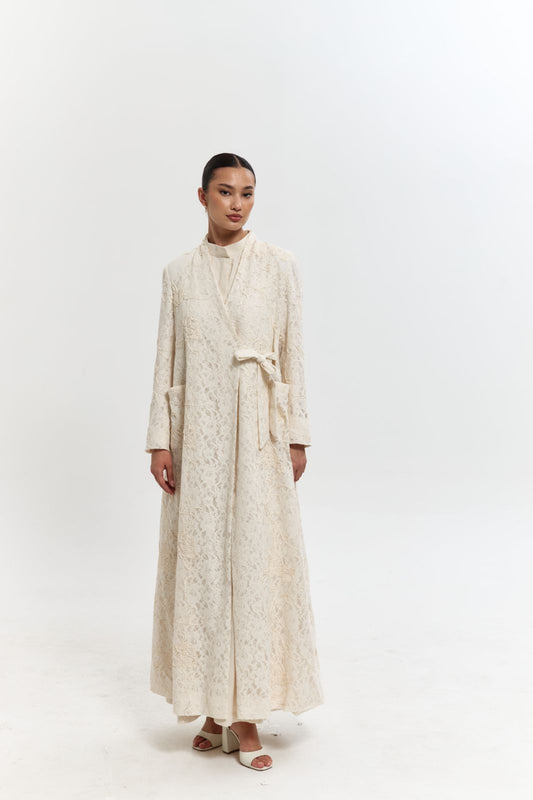 Cream Lace Line Embroidery