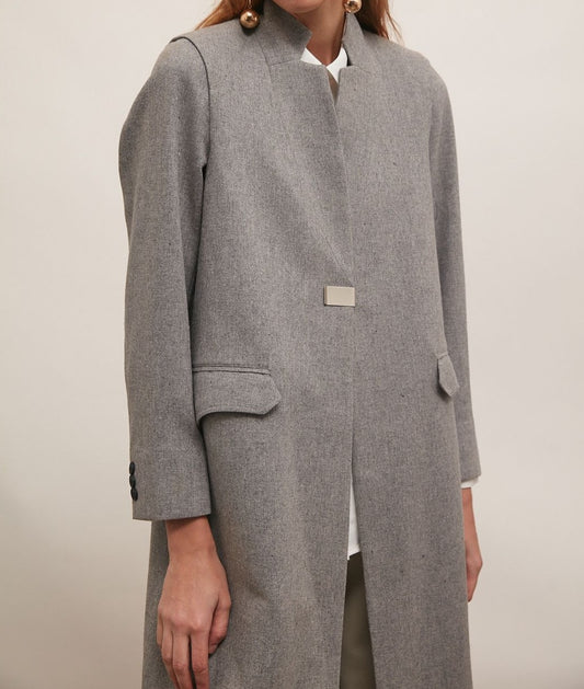 Grey Wool Blazer | Women's Modern Wool Jacket : Front view