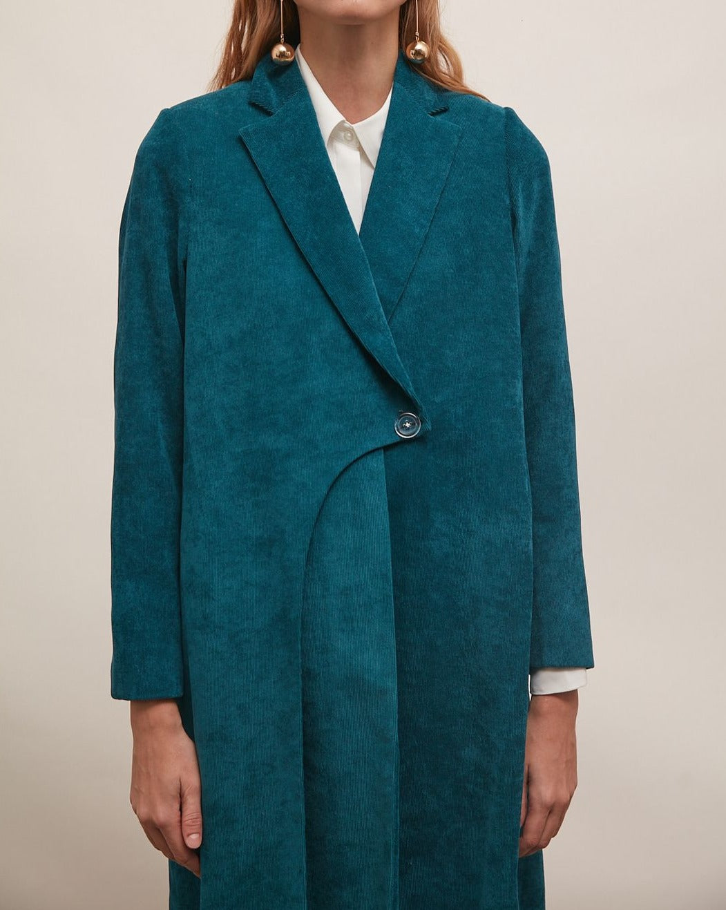 Teal Curduroy buckled blazer