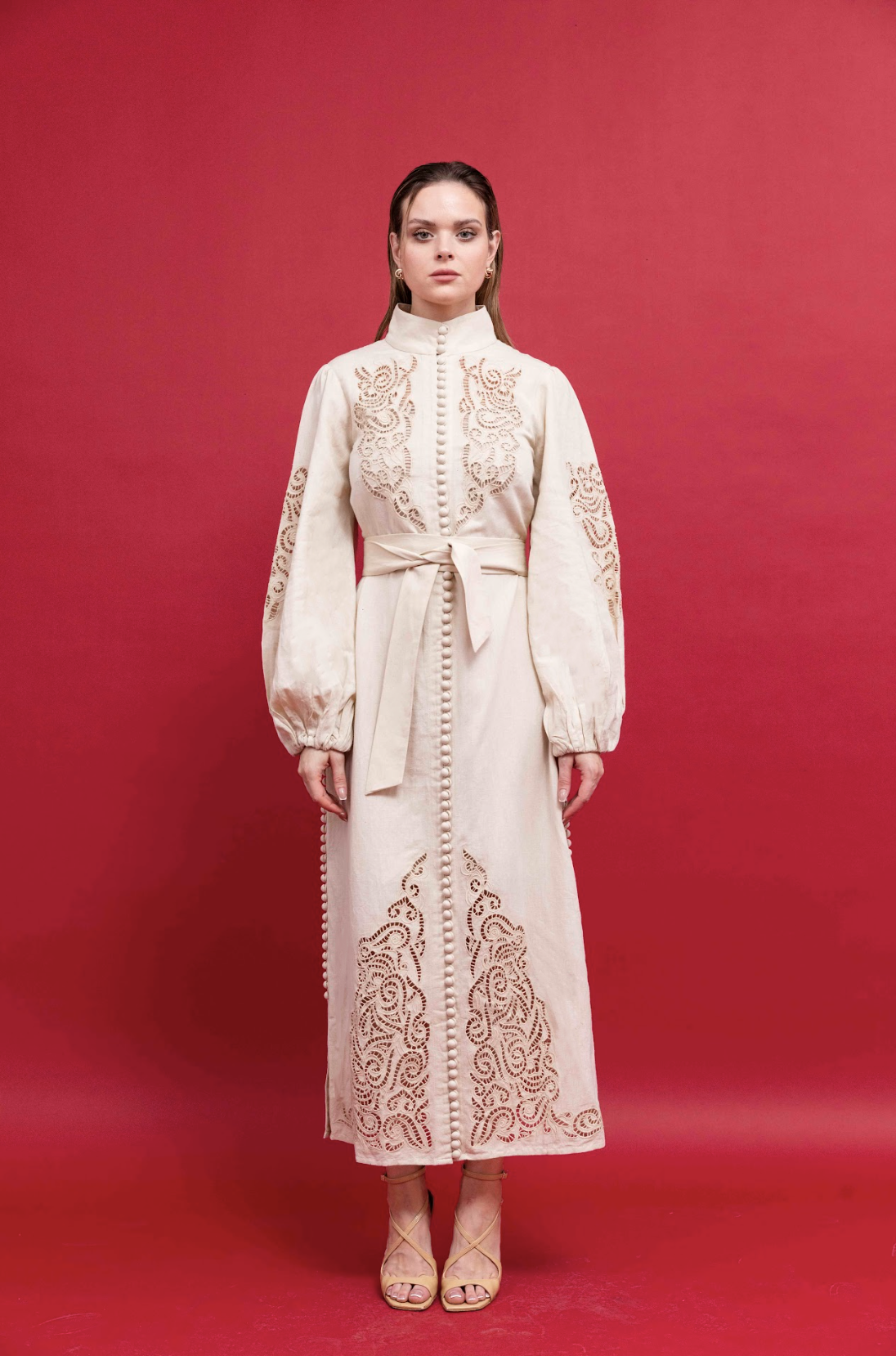 Embroidery buttoned kaftan