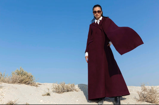 Maroon Wool Winter Blazer : Front view